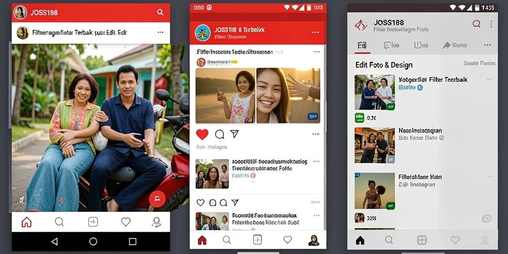Tampilan antarmuka JOSS188 dengan berbagai filter Instagram yang menarik.