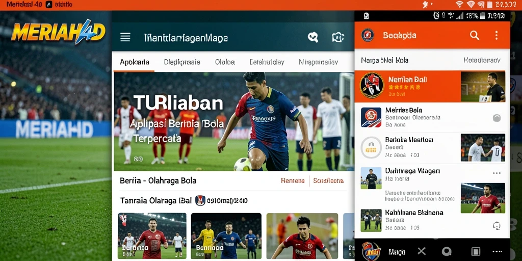 Tampilan antarmuka pengguna aplikasi MERIAH4D untuk berita olahraga bola.