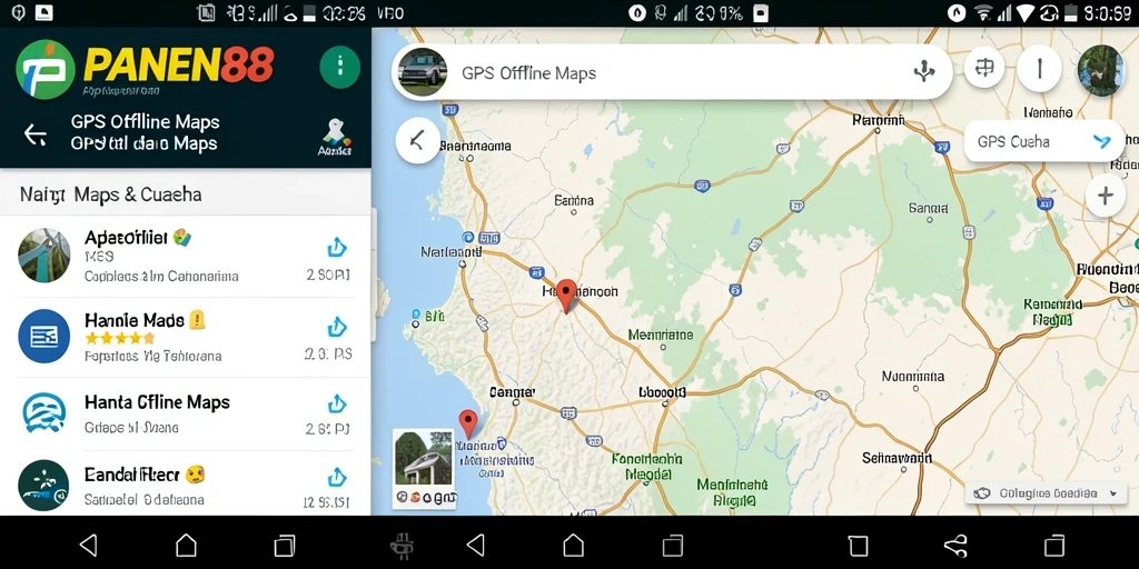 Tampilan antarmuka aplikasi GPS Offline Maps PANEN88 yang ramah pengguna.