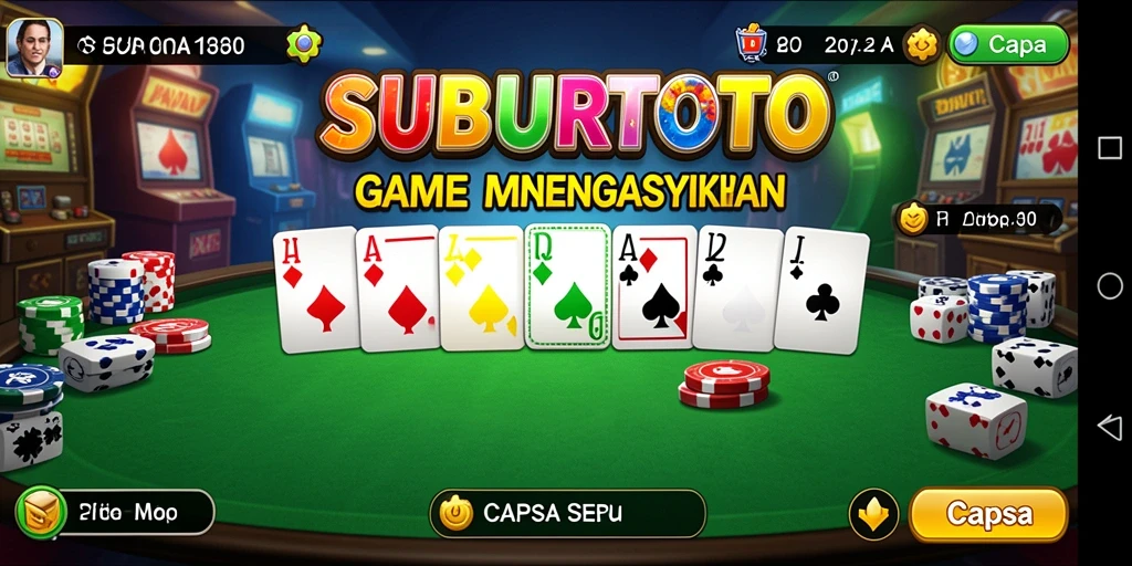 Antarmuka menarik SUBURTOTO yang menampilkan permainan Capsa.